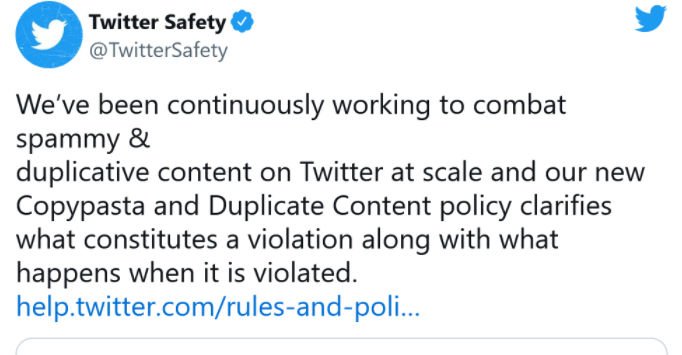 Twitter更新安全政策以打击垃圾推文和“抄袭”行为