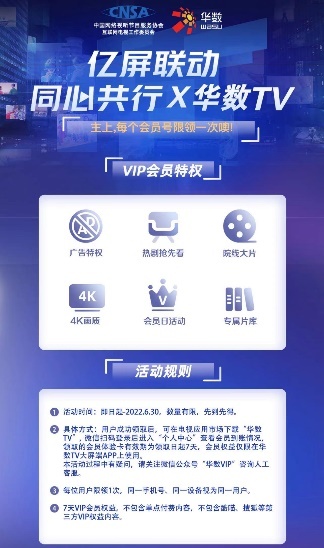 亿屏联动，同心共行|华数TV免费发放VIP会员卡携手抗疫