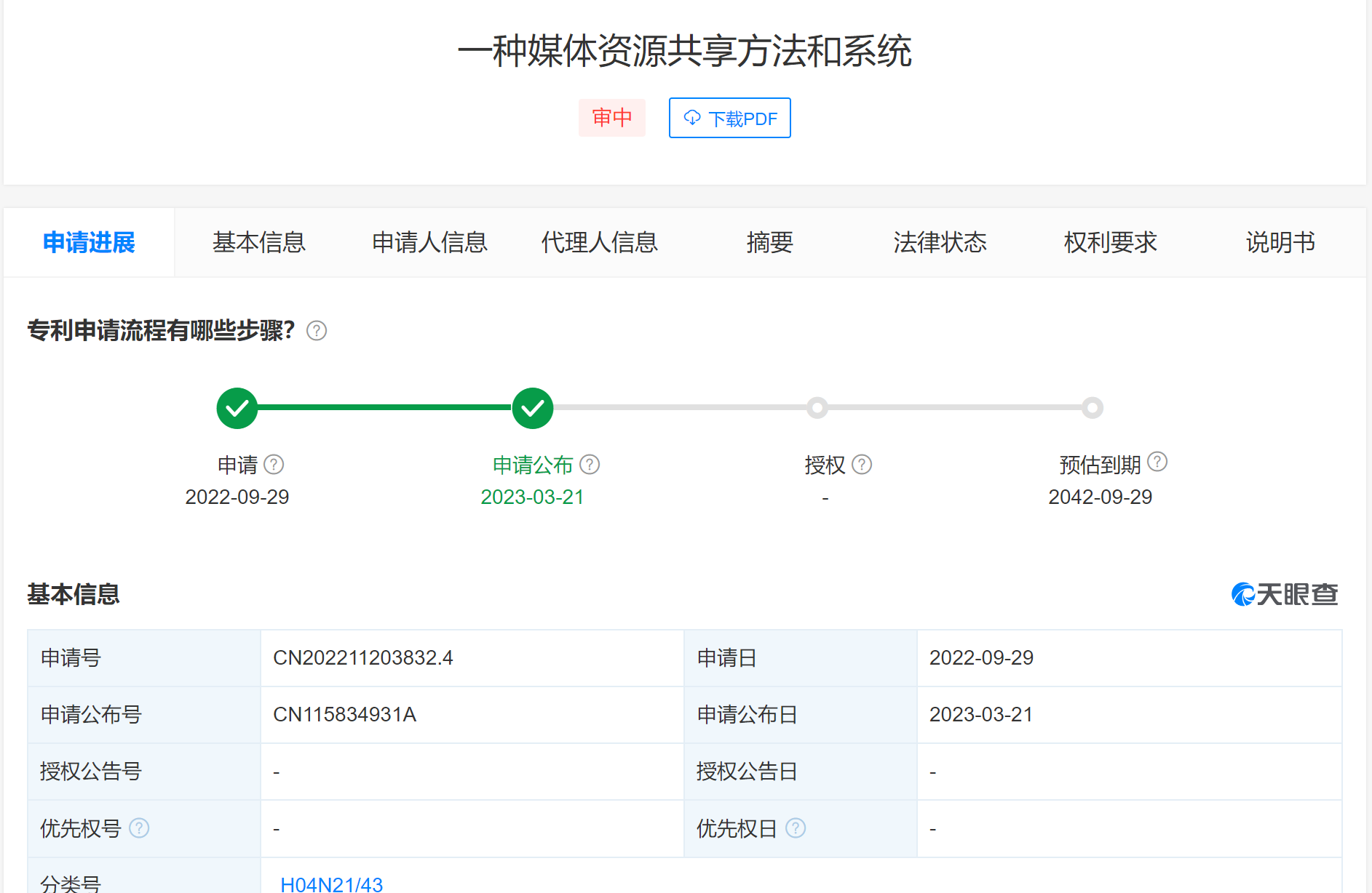 中国广电申请公布专利，涉及网络电视媒体资源共享