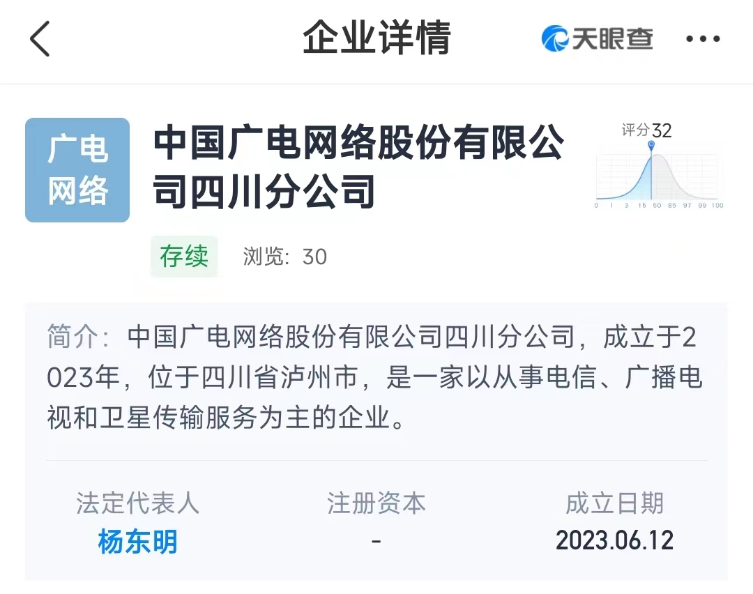 多家中国广电网络股份有限公司省级分公司相继注册成立