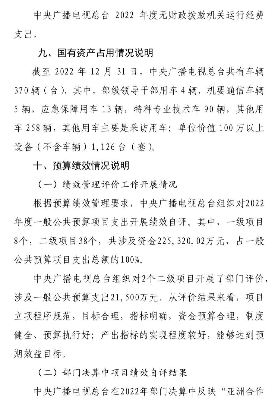 中央广播电视总台“晒账本”，2022年收支总计232,263.04万元