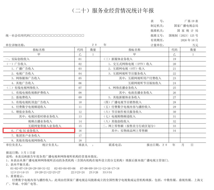 涉及广电5G、应急广播等，广电总局发布《广播电视和网络视听统计调查制度》