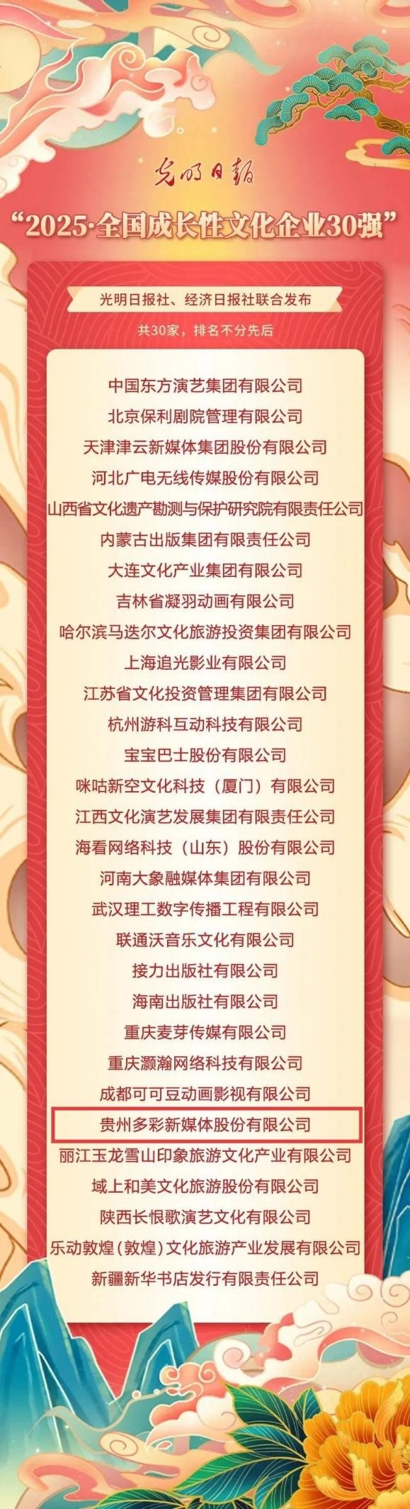 多彩新媒荣膺“全国成长性文化企业30强”